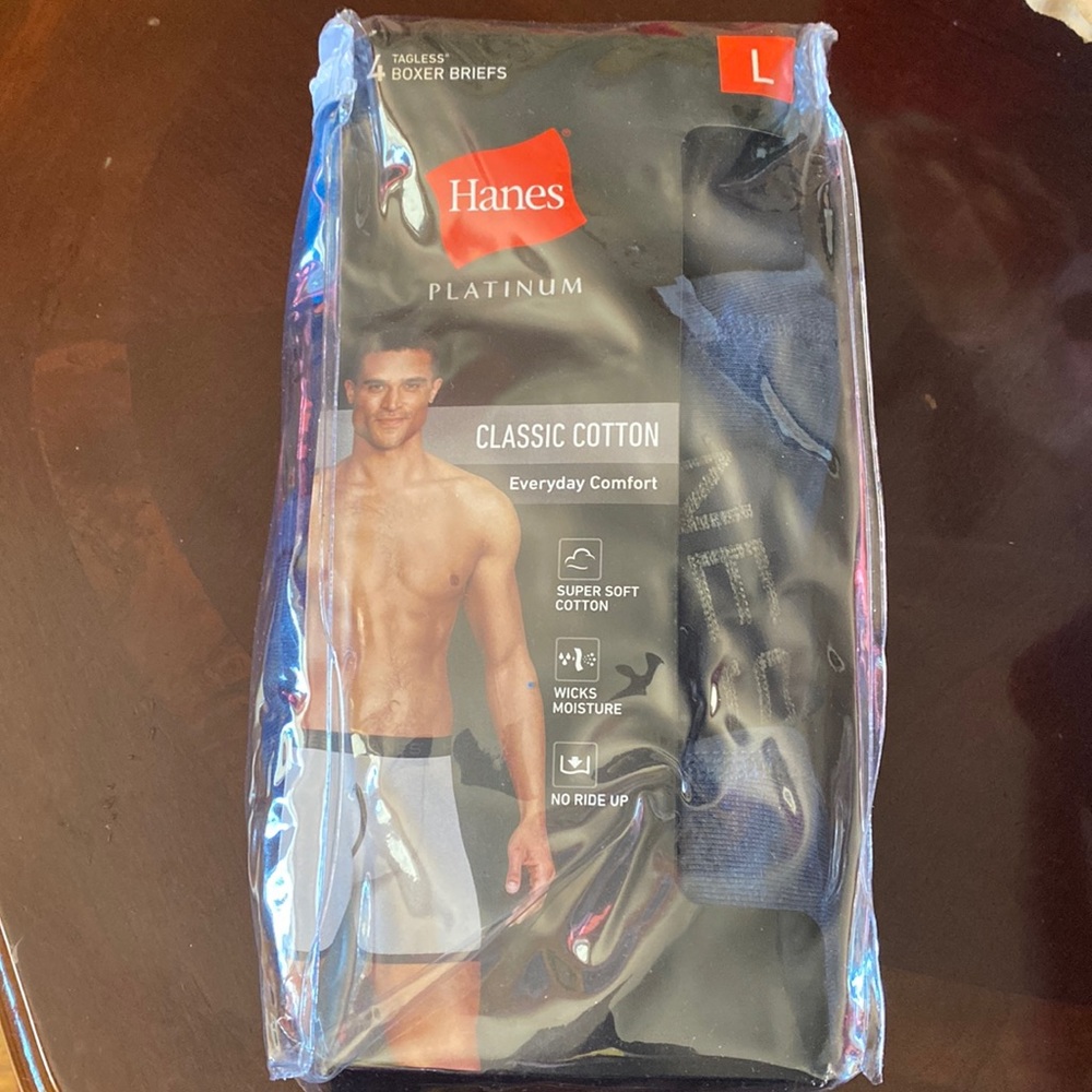 Hanes Platinum 4 Tagless Boxer Briefs, Classic Cotton